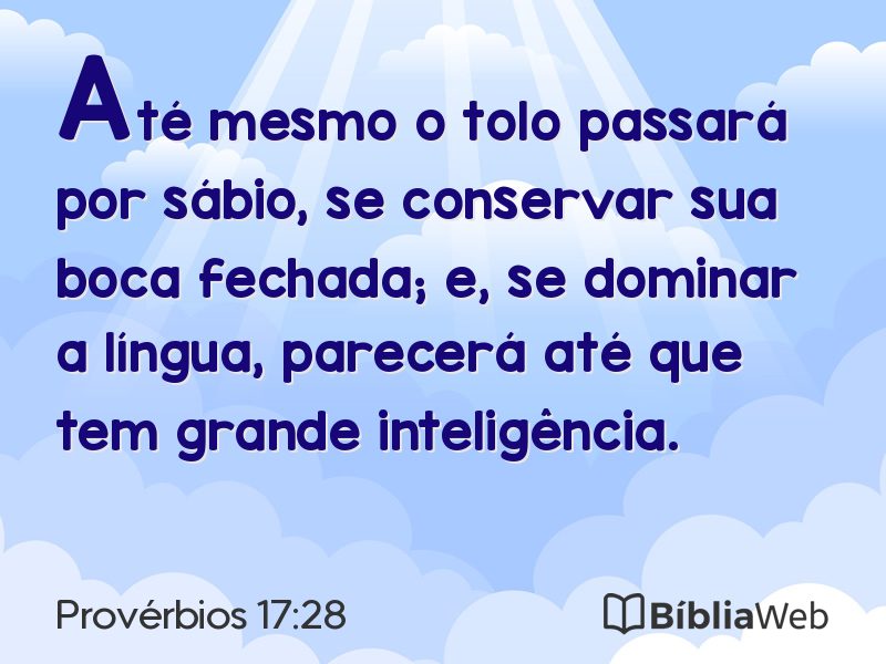 Provérbios 17:28 em imagem para compartilhar