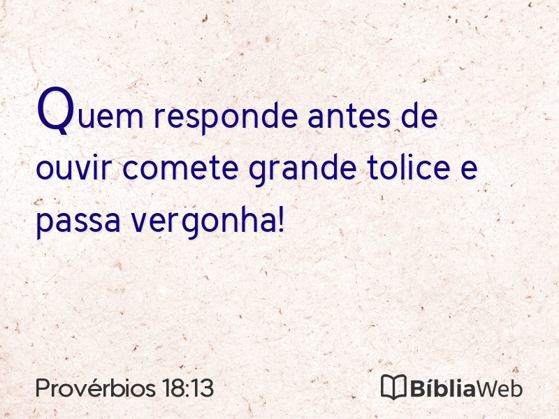 Provérbios 18:13 em imagem para compartilhar