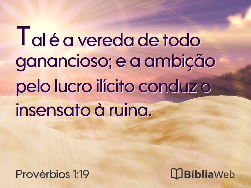 Provérbios 1:19 em imagem para compartilhar