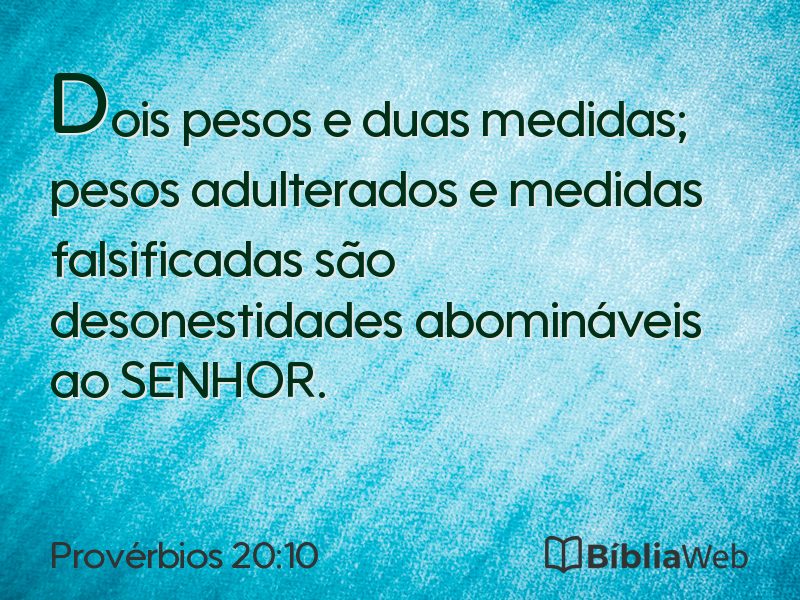 Provérbios 20:10 em imagem para compartilhar