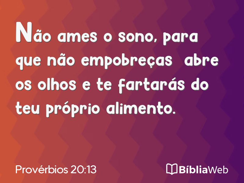Provérbios 20:13 em imagem para compartilhar