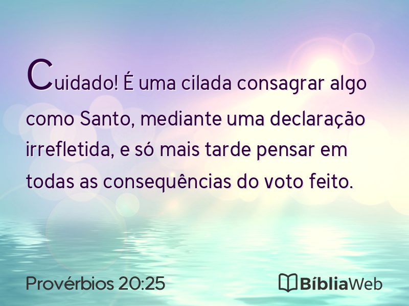 Provérbios 20:25 em imagem para compartilhar