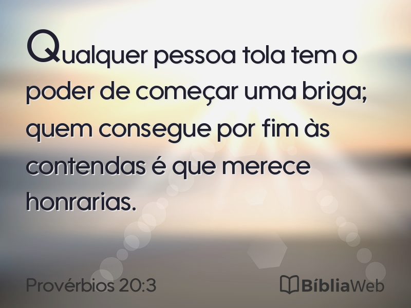 Provérbios 20:3 em imagem para compartilhar
