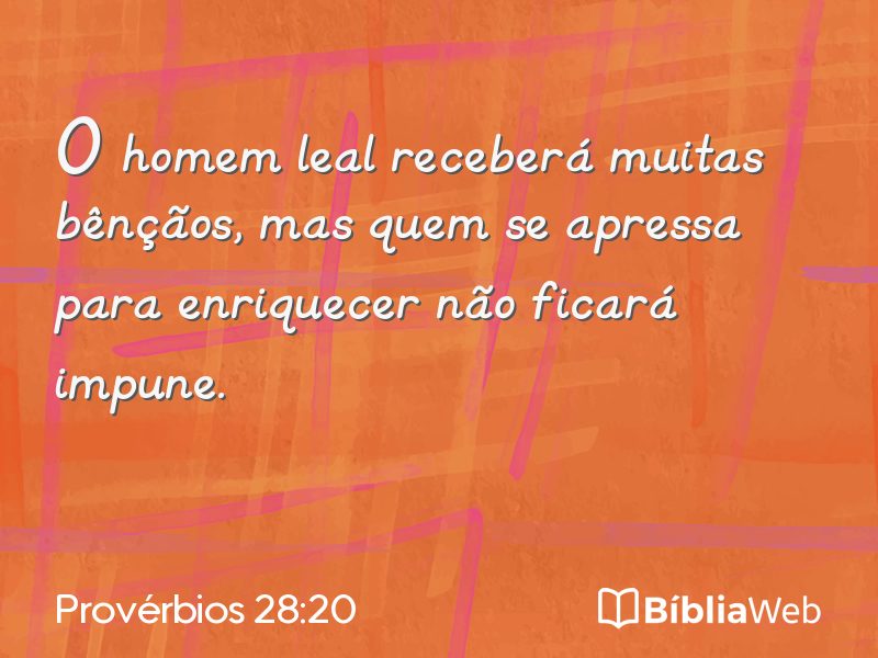 Provérbios 28:20 em imagem para compartilhar