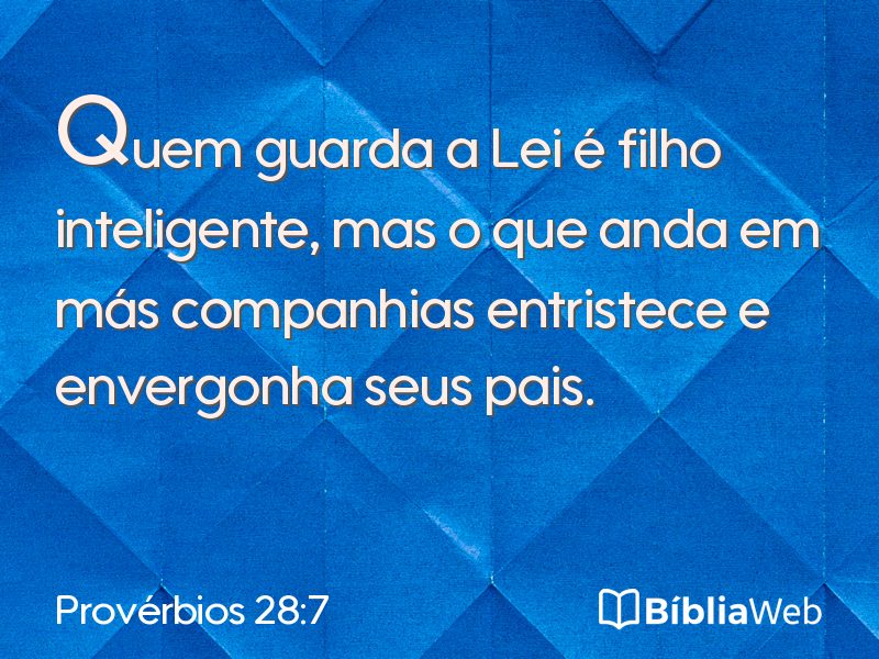 Provérbios 28:7 em imagem para compartilhar