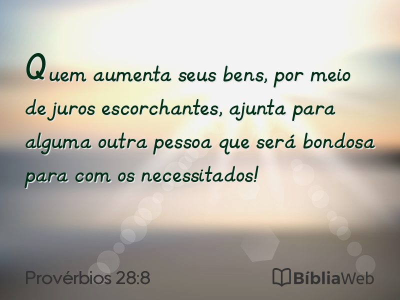 Provérbios 28:8 em imagem para compartilhar