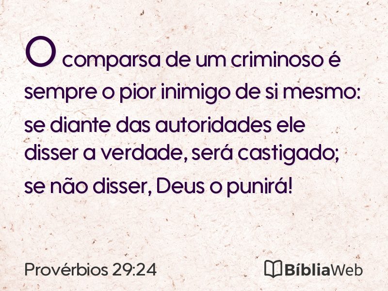 Provérbios 29:24 em imagem para compartilhar