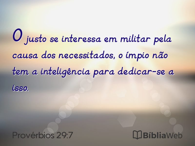 Provérbios 29:7 em imagem para compartilhar