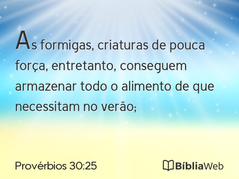 Provérbios 30:25 em imagem para compartilhar