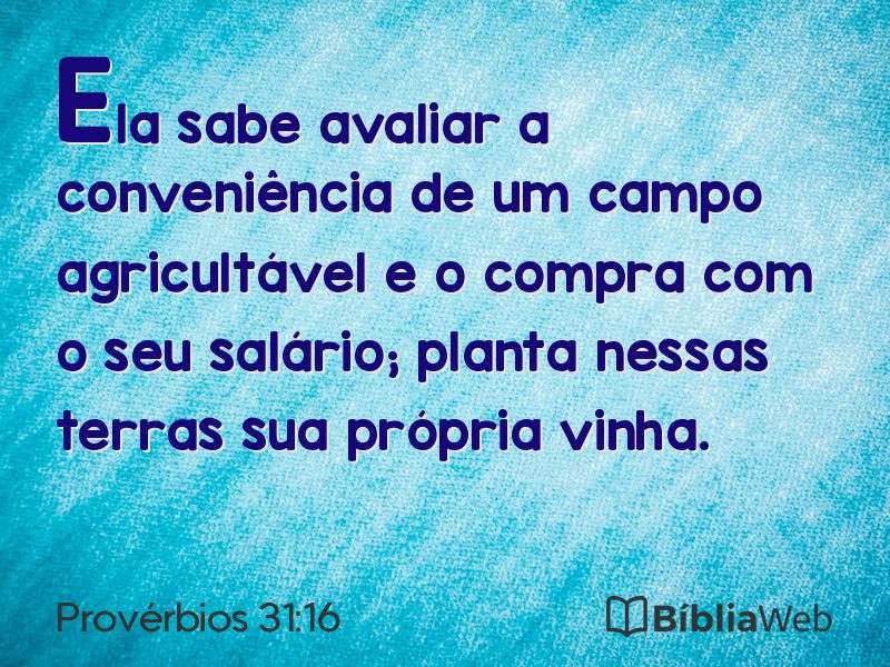 Provérbios 31:16 em imagem para compartilhar
