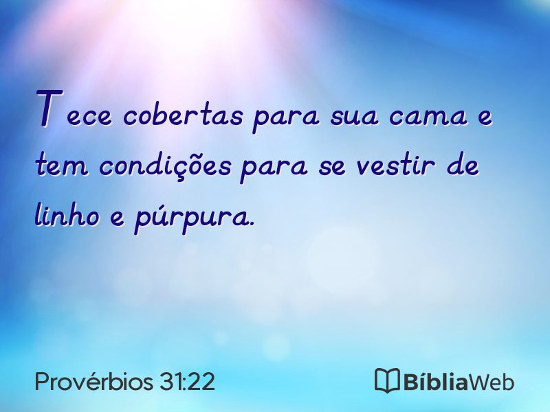 Provérbios 31:22 em imagem para compartilhar