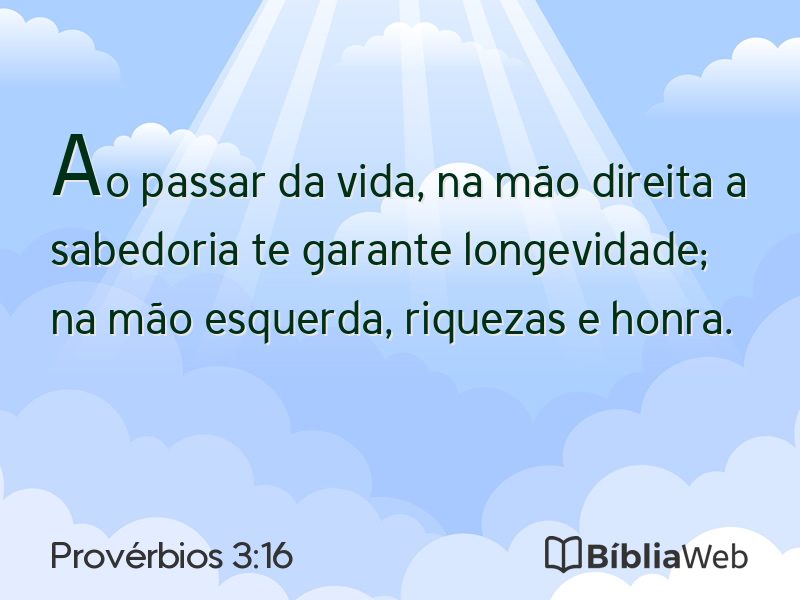 Provérbios 3:16 em imagem para compartilhar