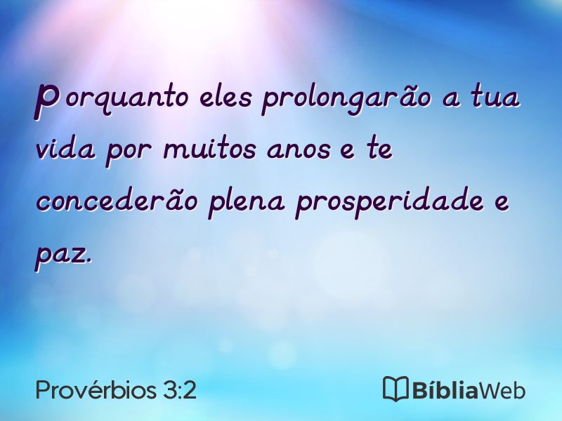 Provérbios 3:2 em imagem para compartilhar