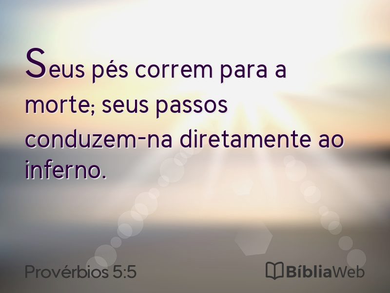 Provérbios 5:5 em imagem para compartilhar
