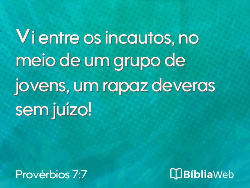 Provérbios 7:7 em imagem para compartilhar