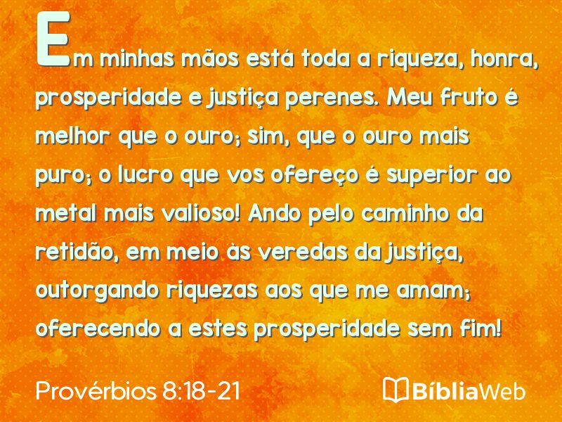 Provérbios 8:18-21 em imagem para compartilhar