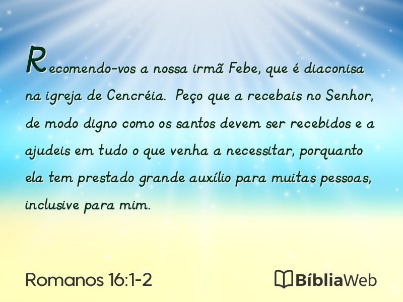 Romanos 16:1-2 em imagem para compartilhar
