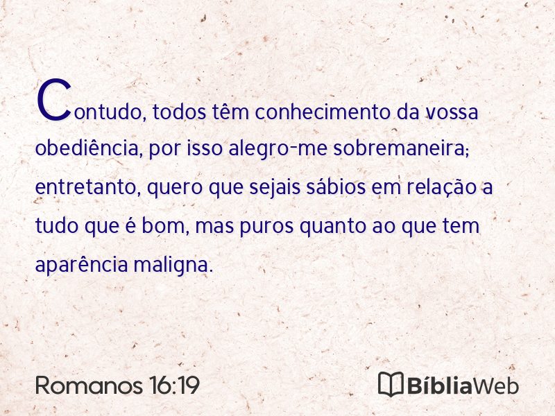 Romanos 16:19 em imagem para compartilhar