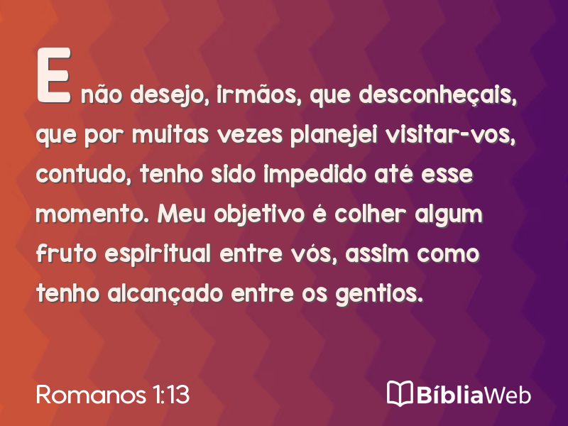 Romanos 1:13 em imagem para compartilhar