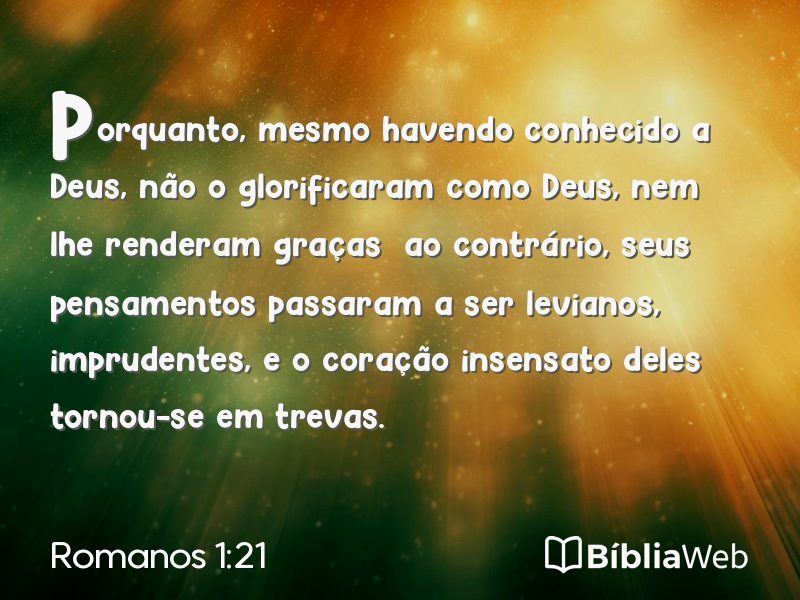 Romanos 1:21 em imagem para compartilhar