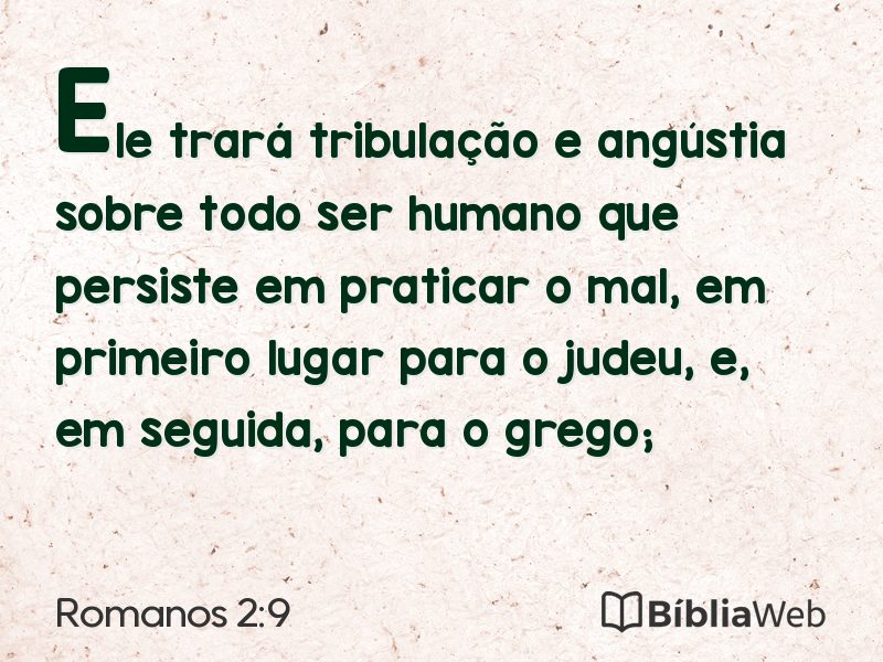 Romanos 2:9 em imagem para compartilhar