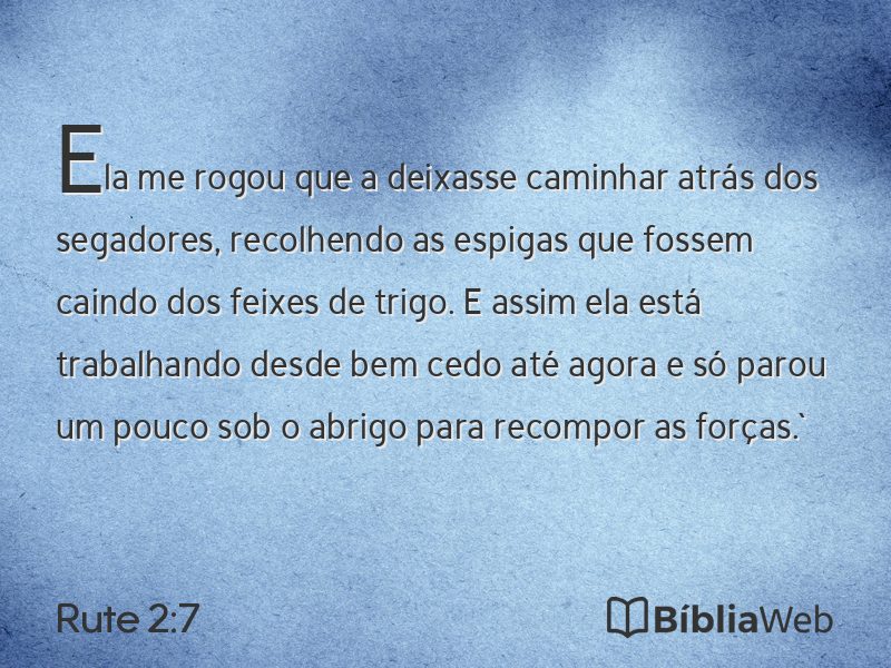 Rute 2:7 em imagem para compartilhar