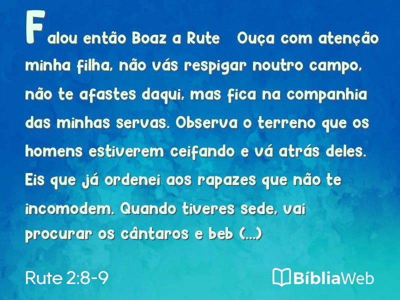 Rute 2:8-9 em imagem para compartilhar