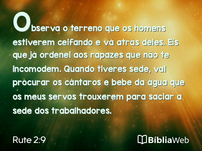 Rute 2:9 em imagem para compartilhar