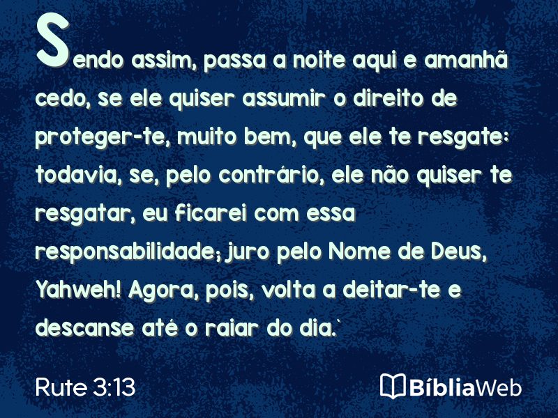 Rute 3:13 em imagem para compartilhar