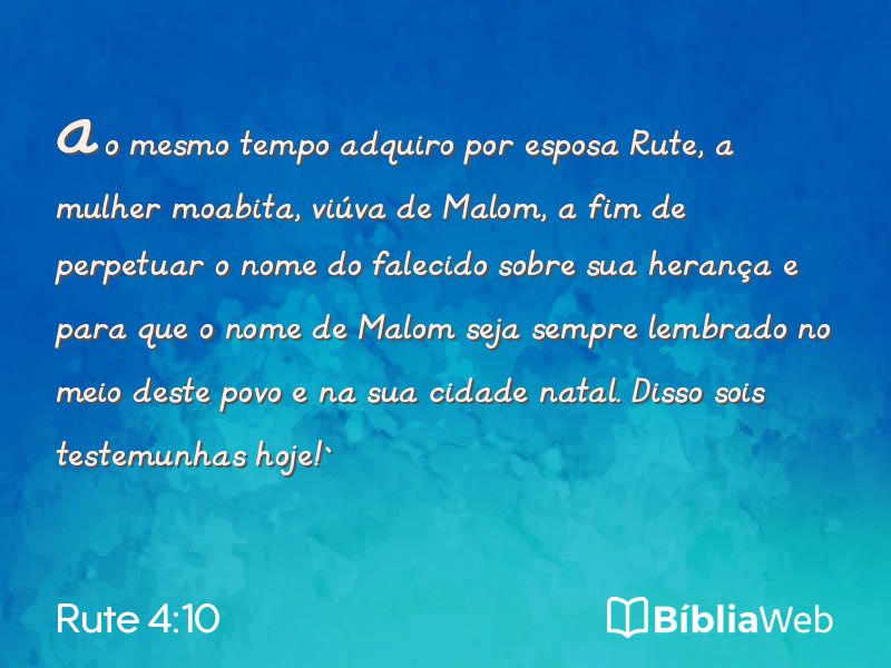 Rute 4:10 em imagem para compartilhar