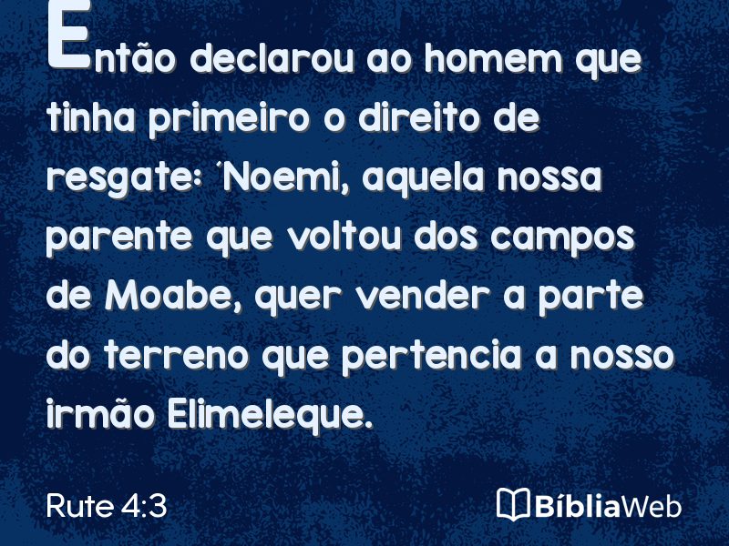 Rute 4:3 em imagem para compartilhar