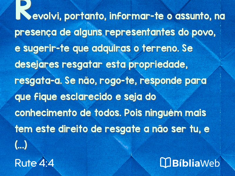 Rute 4:4 em imagem para compartilhar