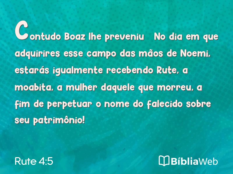 Rute 4:5 em imagem para compartilhar