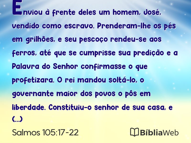 Salmos 105:17-22 em imagem para compartilhar