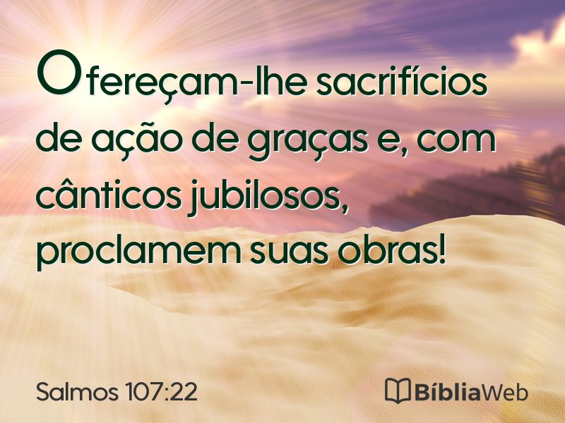 Salmos 107:22 em imagem para compartilhar