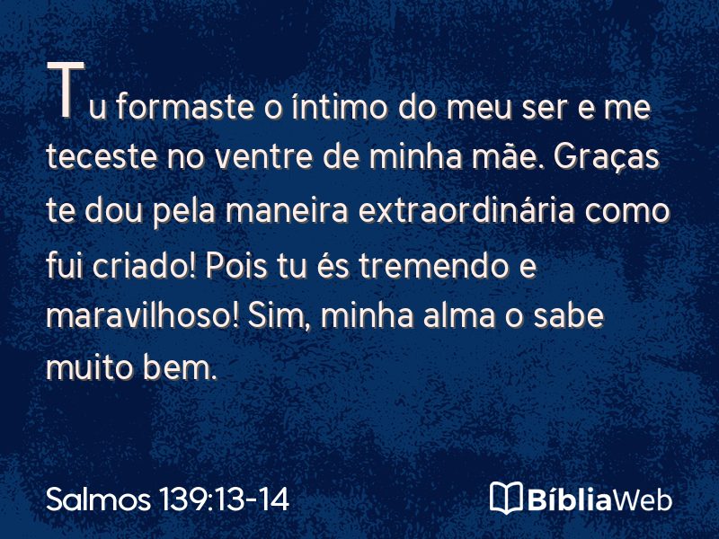 Salmos 139:13-14 em imagem para compartilhar