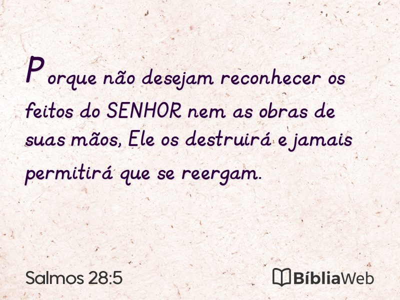 Salmos 28:5 em imagem para compartilhar