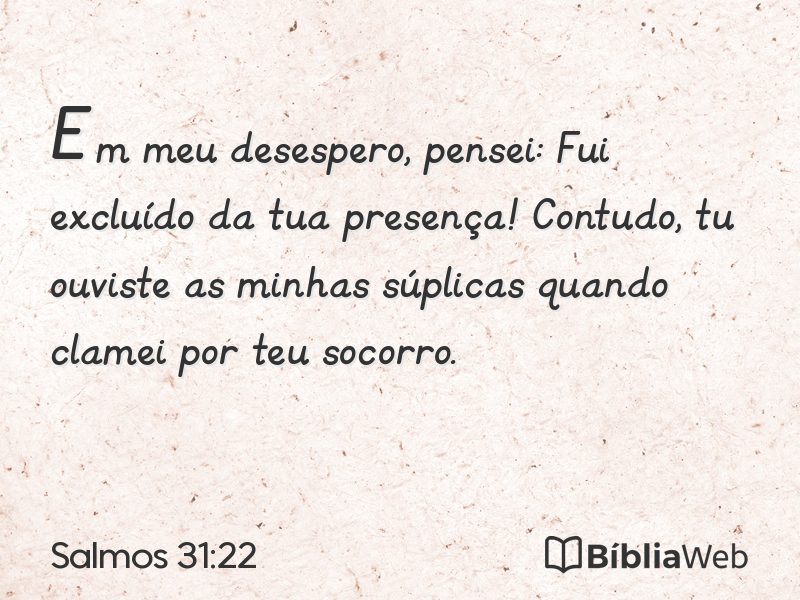 Salmos 31:22 em imagem para compartilhar