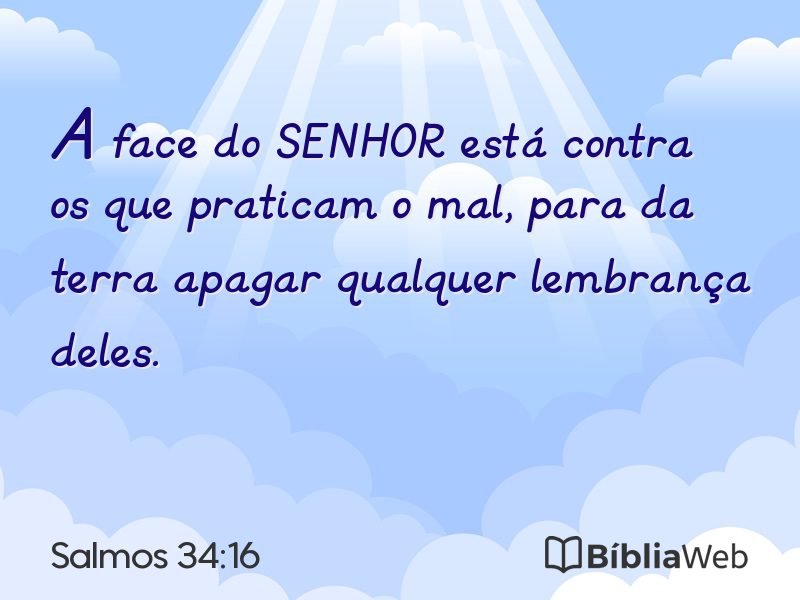 Salmos 34:16 em imagem para compartilhar
