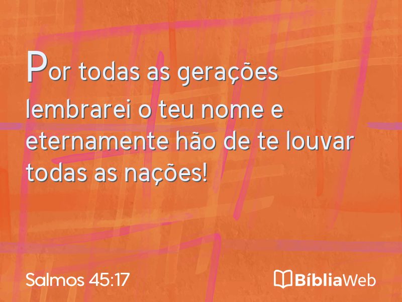 Salmos 45:17 em imagem para compartilhar