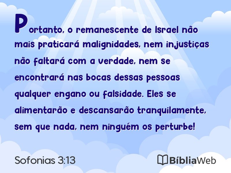 Sofonias 3:13 em imagem para compartilhar