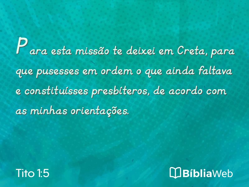 Tito 1:5 em imagem para compartilhar