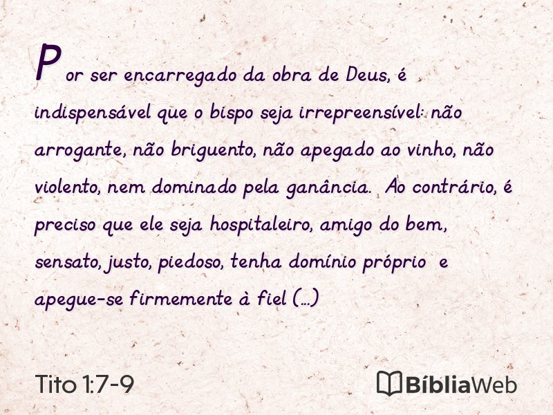 Tito 1:7-9 em imagem para compartilhar