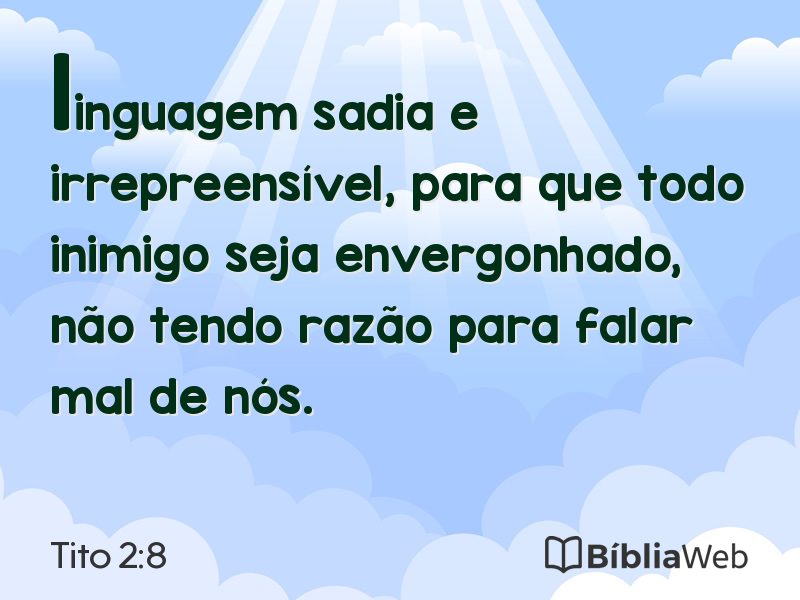 Tito 2:8 em imagem para compartilhar