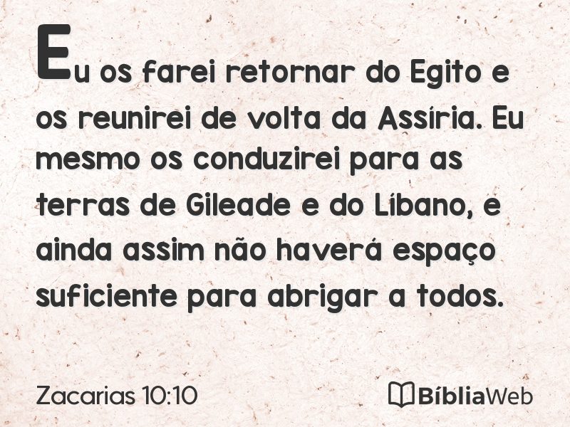 Zacarias 10:10 em imagem para compartilhar
