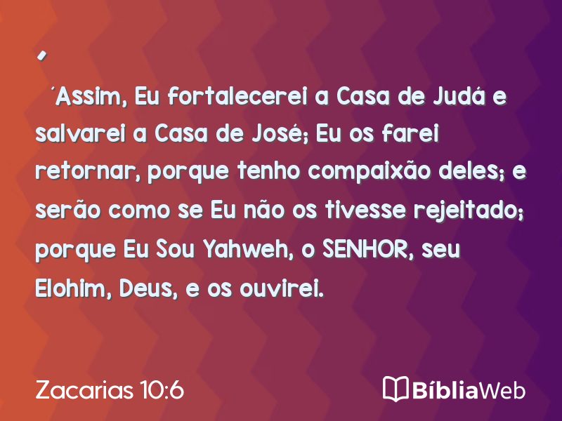 Zacarias 10:6 em imagem para compartilhar