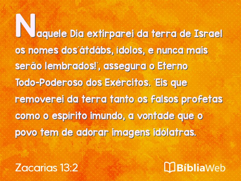 Zacarias 13:2 em imagem para compartilhar