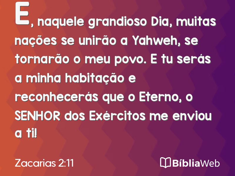 Zacarias 2:11 em imagem para compartilhar