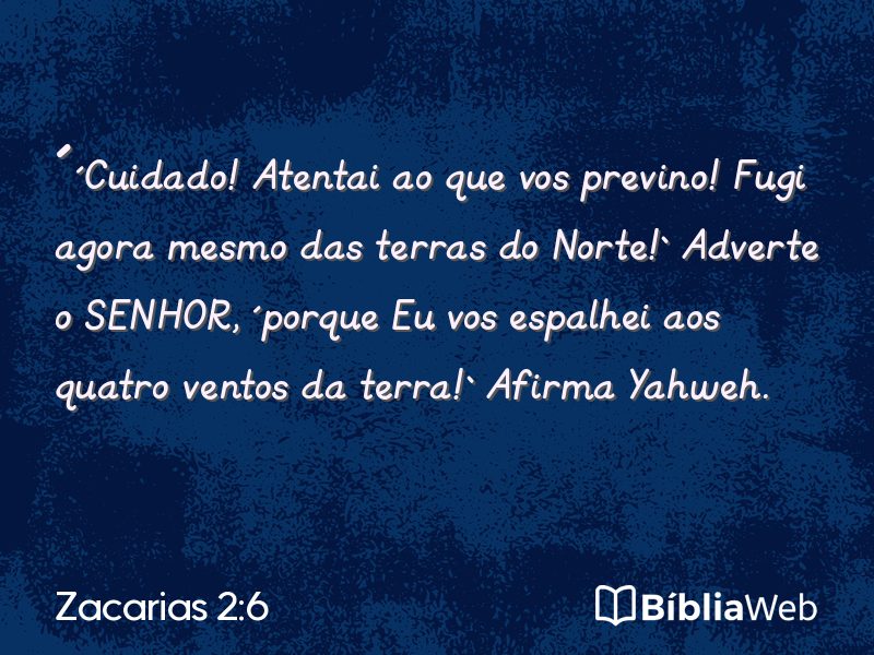 Zacarias 2:6 em imagem para compartilhar