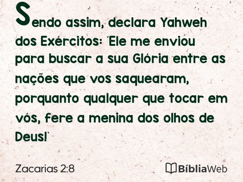 Zacarias 2:8 em imagem para compartilhar